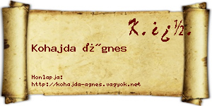Kohajda Ágnes névjegykártya