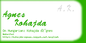 agnes kohajda business card